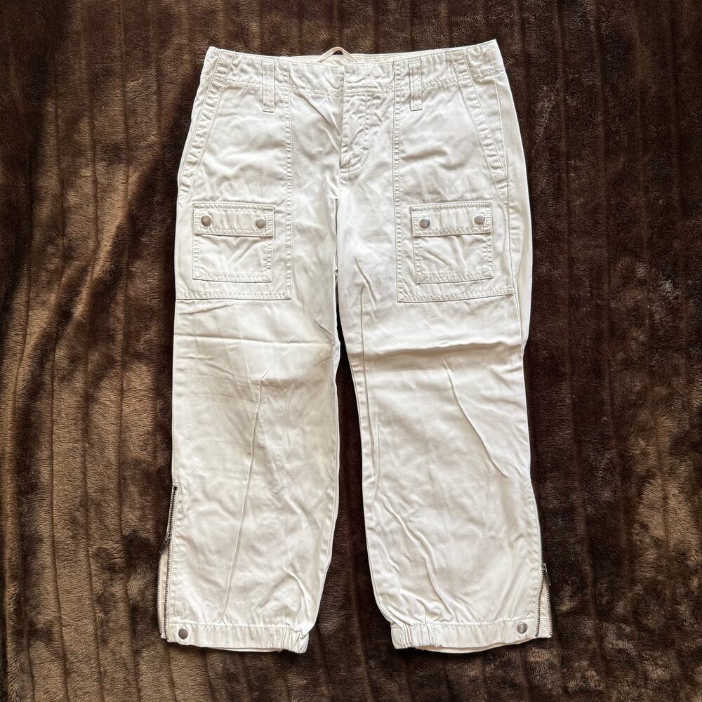 GAP 6 Heavy Cotton Cropped Cargo Women's Pants Zipped/Snapped Legs